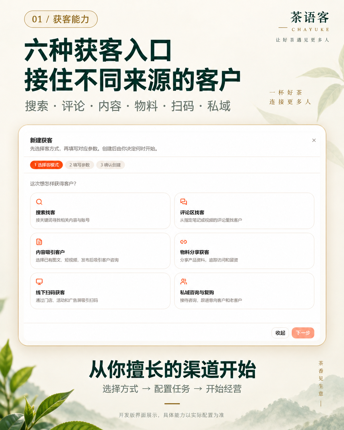 六种获客入口:系统截图美化展示