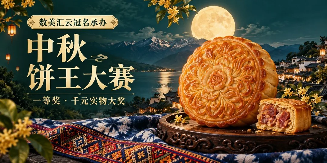 中秋饼王大赛主视觉:云腿月饼与洱海月夜