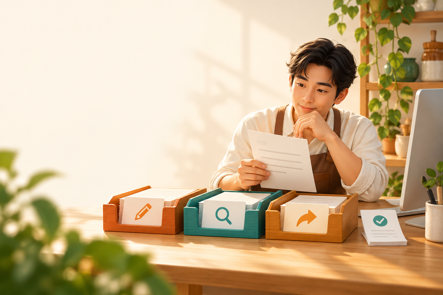 AI概念示意:草稿、审核与发布结果是不同环节;图示不代表系统截图或已成功发表的客户案例。