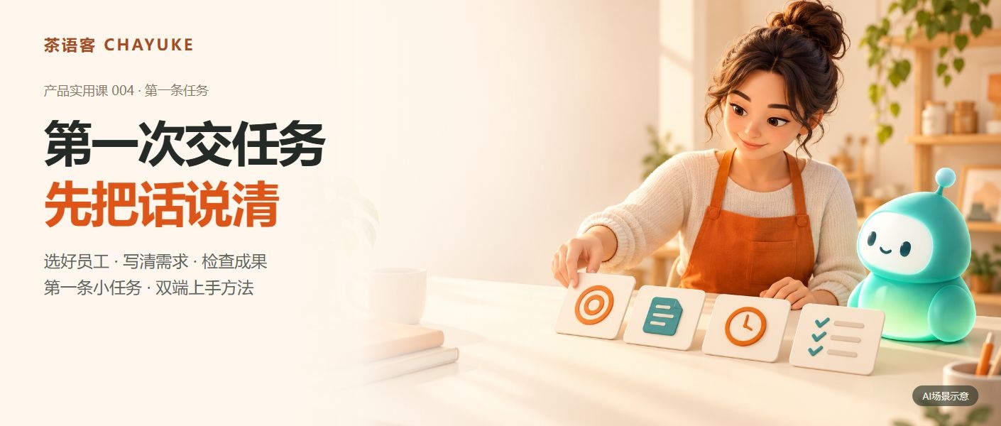 第一条AI任务怎么交代？茶语客从员工选择到结果验收的上手方法